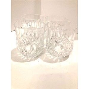 J.G. Durant Longchamp Set of 4 Double Old Fashion 24% Lead Crystal Glasses